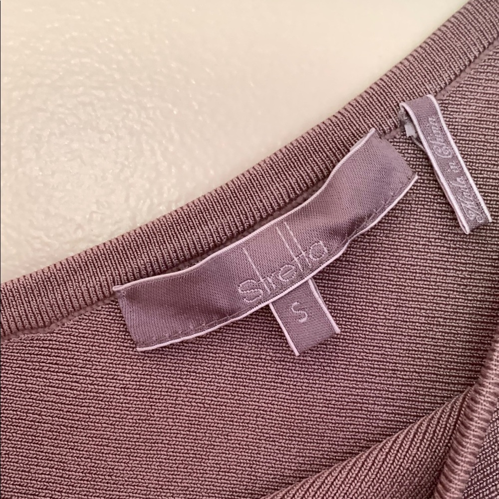 Stretta Mauve Formfitting Overlay Cocktail Dress - Picture 3 of 5